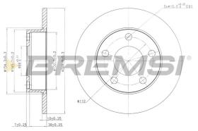 BREMSI CD6323S - DISCOS DE FRENO TRAS. DIA.245 SOLID AUDI 100