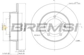 BREMSI CD6825S - DISCOS DE FRENO TRAS. DIA.265 SOLID MITSUB ECLIPS