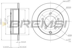 BREMSI CD7986S - DISCOS DE FRENO TRAS. DIA.262 SOLID MITSUB LANCER